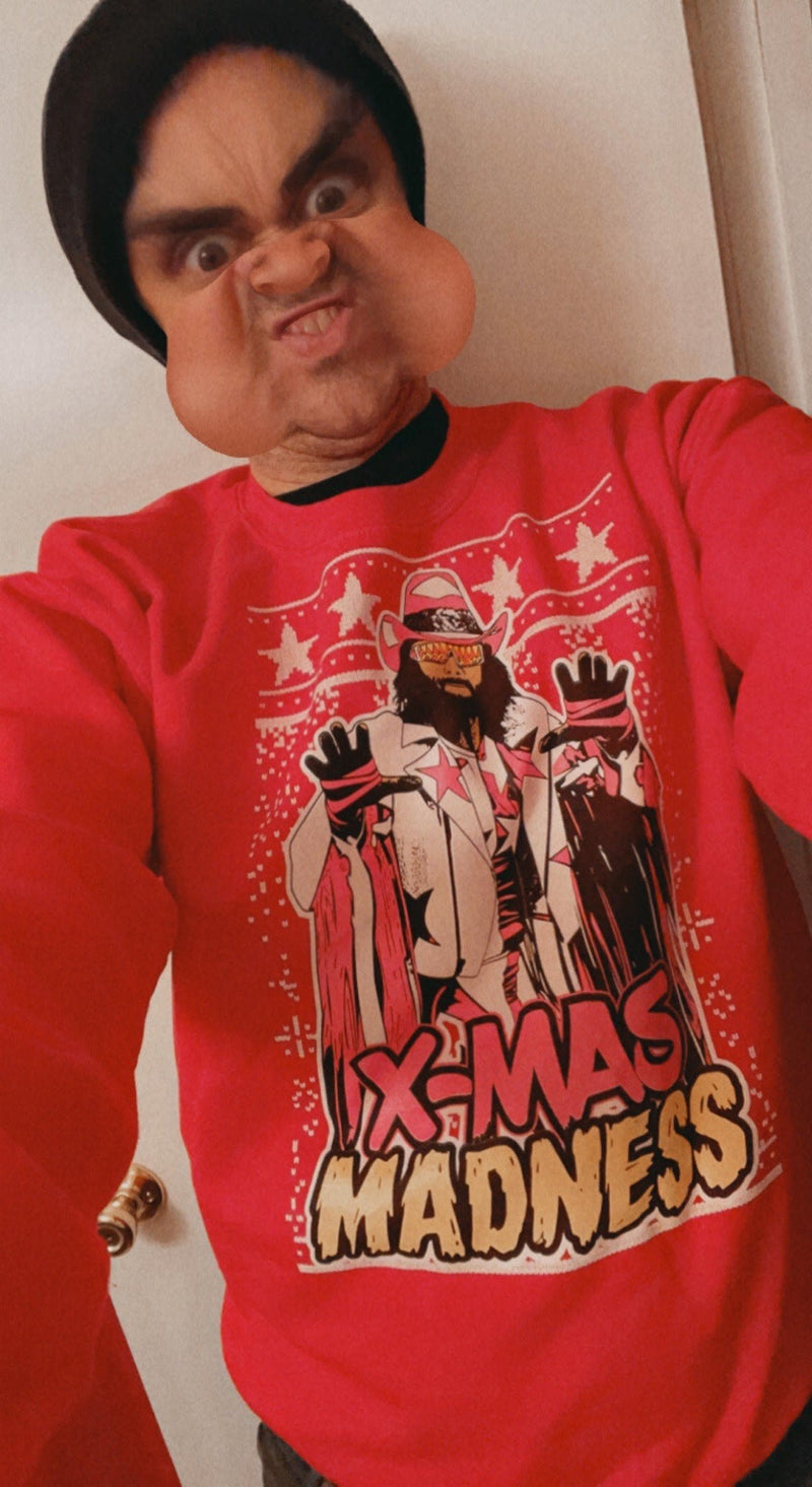 Load image into Gallery viewer, Macho Man Randy Savage Ugly X-mas Madness Red Christmas Mens Sweater by WWE | Extreme Wrestling Shirts