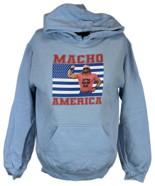 Macho Man Randy Savage USA America Blue Hoody Sweatshirt by EWS | Extreme Wrestling Shirts