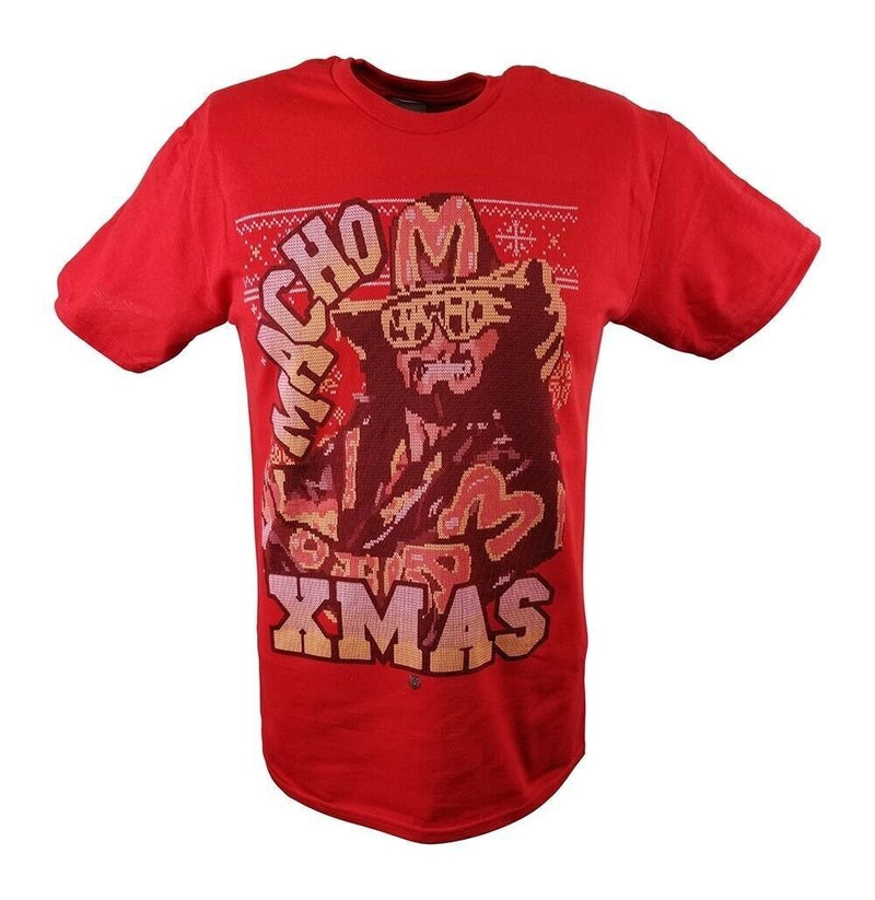 Load image into Gallery viewer, Macho Man Randy Savage Xmas Christmas Mens Red T-shirt by EWS | Extreme Wrestling Shirts