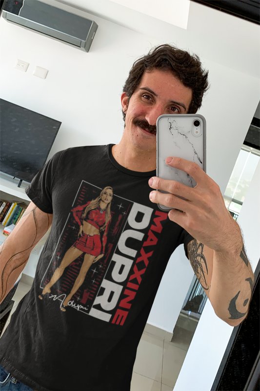 Load image into Gallery viewer, Maxxine Dupri Pose Black T-shirt by EWS | Extreme Wrestling Shirts