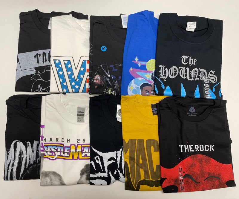 Load image into Gallery viewer, Medium Lot of Men Size WWE Authentic T-shirts | Cena Orton Undertaker The Rock (M) by EWS | Extreme Wrestling Shirts