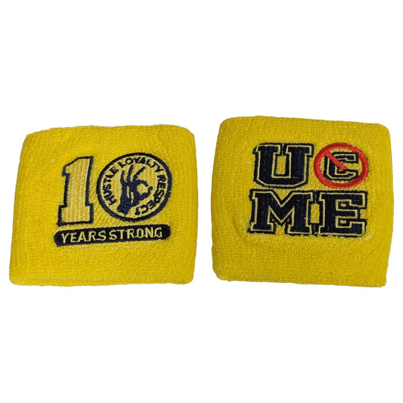 Load image into Gallery viewer, John Cena Ten Years Strong 2 piece Yellow Wristbands Set