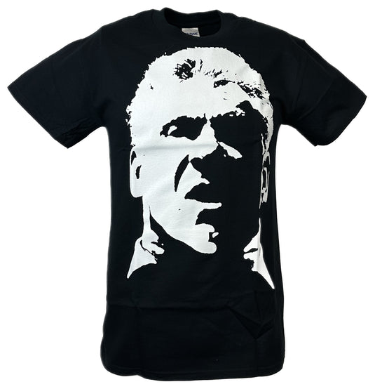 WWE Vince McMahon White Face Profile Mens Black T-shirt