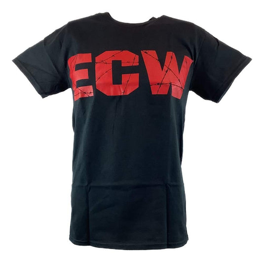 ECW Red Logo Barbed Wire Mens Black T-shirt