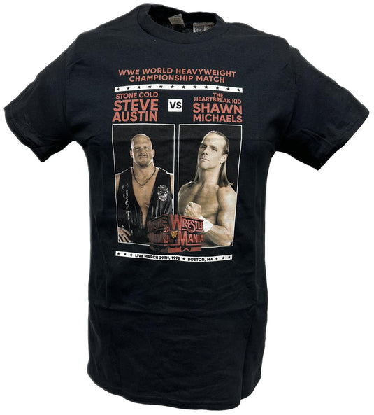Wrestlemania 14 Stone Cold vs Shawn Michaels WWE Mens Black T-shirt
