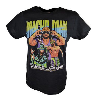Macho Man Randy Savage Three Pose WWE Mens Black T-shirt