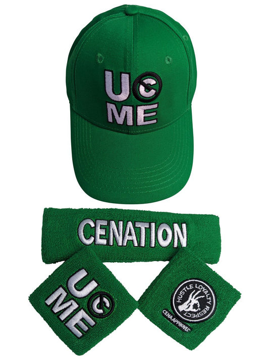 John Cena Boys Green Kids Costume T-shirt Hat Wristbands