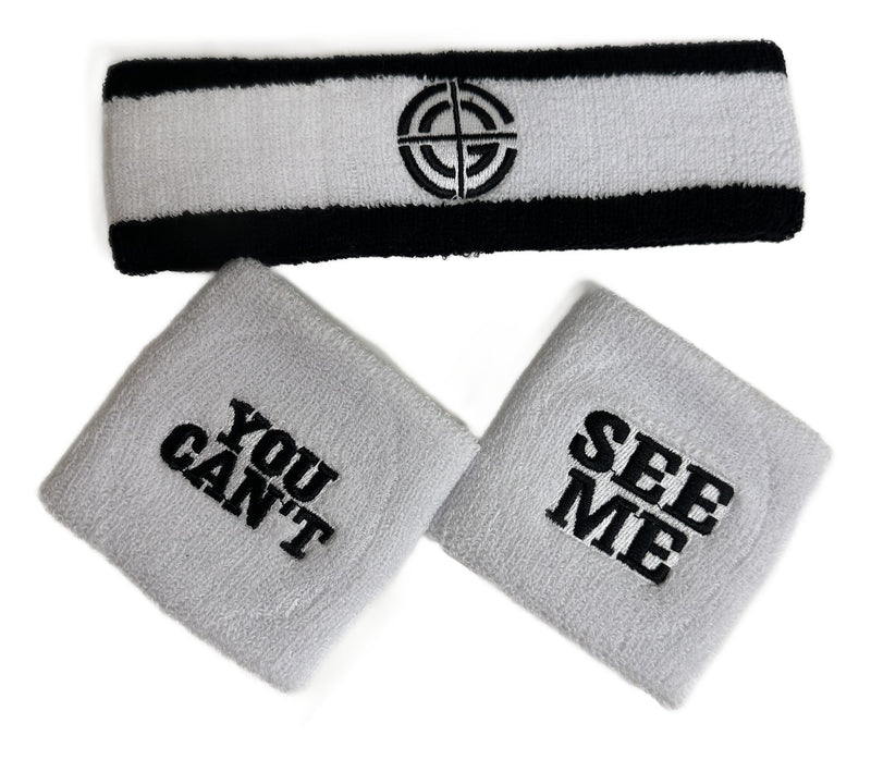 Load image into Gallery viewer, John Cena You Can&#39;t See Me Chaingang Black White Headband Wristband Set
