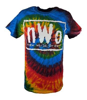 nWo White Logo Tie Dye New World Order Mens T-shirt
