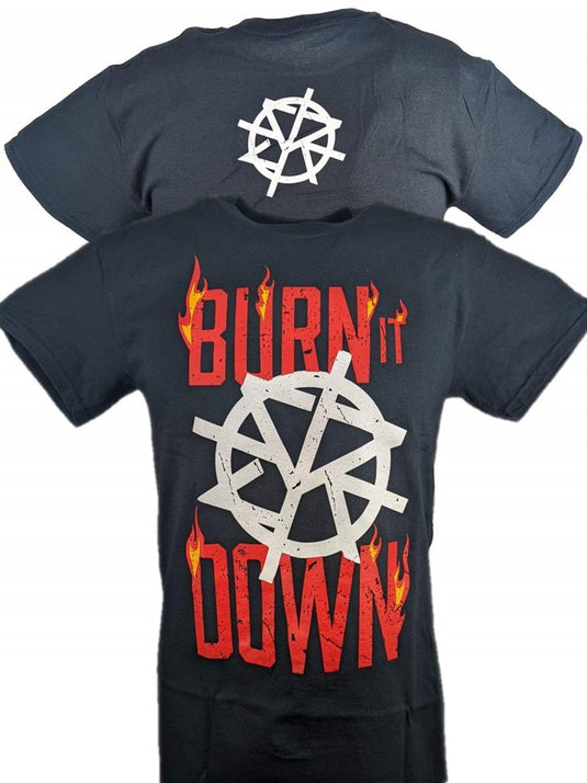 Seth Rollins Burn It Down Mens Black T-shirt