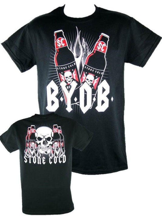 Stone Cold Steve Austin BYOB Beer Skull Mens Black T-shirt