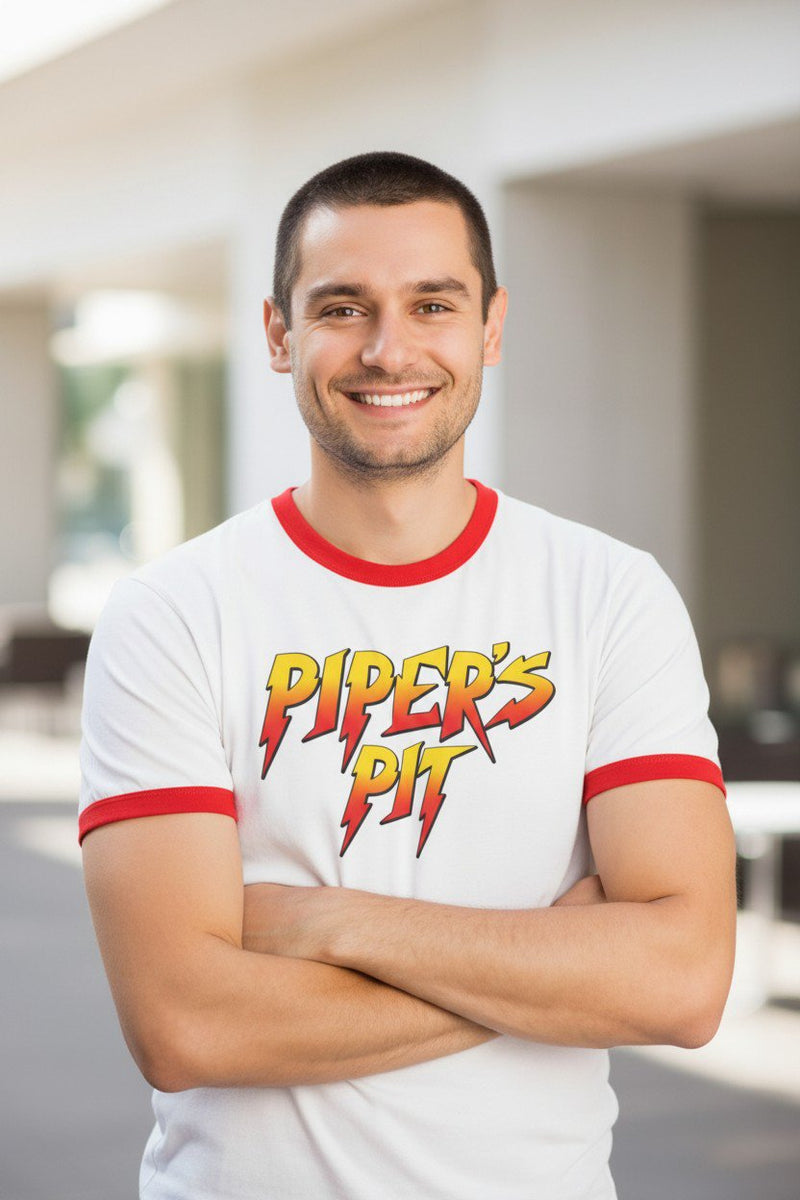 Load image into Gallery viewer, Rowdy Roddy Piper Pipers Pit White Mens Ringer T-shirt