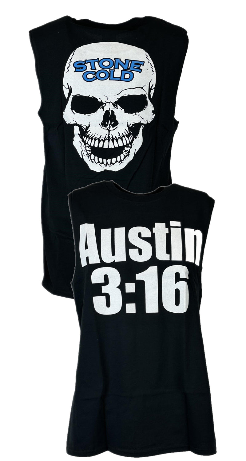 Load image into Gallery viewer, Stone Cold Steve Austin Sleeveless 3:16 White Skull Mens Black T-shirt
