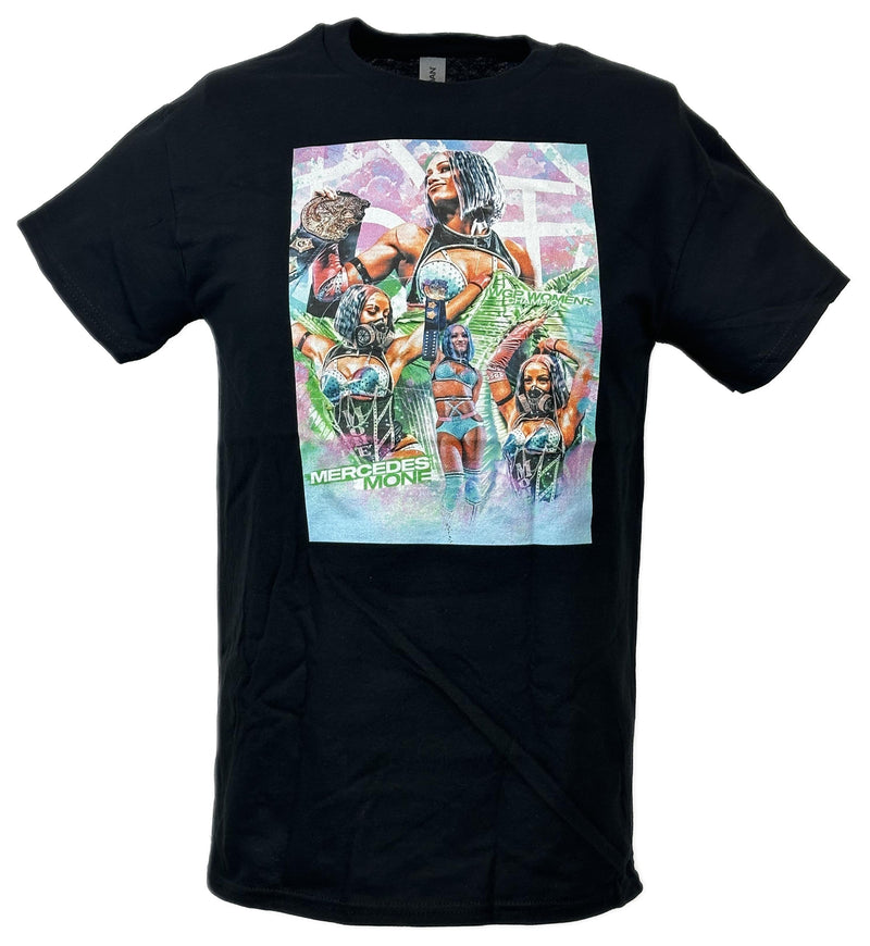 Load image into Gallery viewer, Mercedes Mone aka Sasha Banks Poster Print Black T-shirt by EWS | Extreme Wrestling Shirts