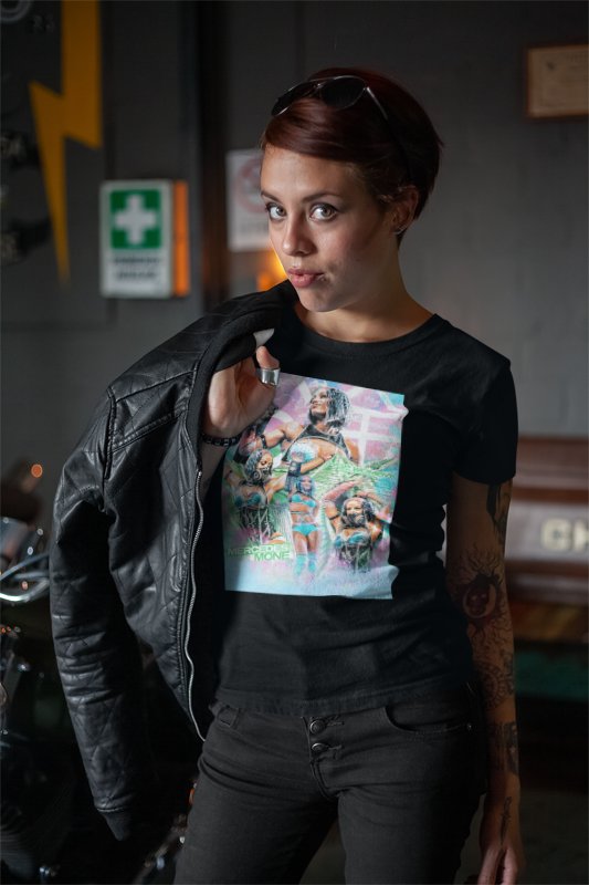 Load image into Gallery viewer, Mercedes Mone aka Sasha Banks Poster Print Black T-shirt by EWS | Extreme Wrestling Shirts