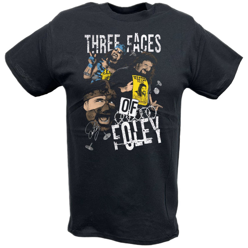 Load image into Gallery viewer, Mick Foley Three Faces Of Foley Black T-shirt by EWS | Extreme Wrestling Shirts