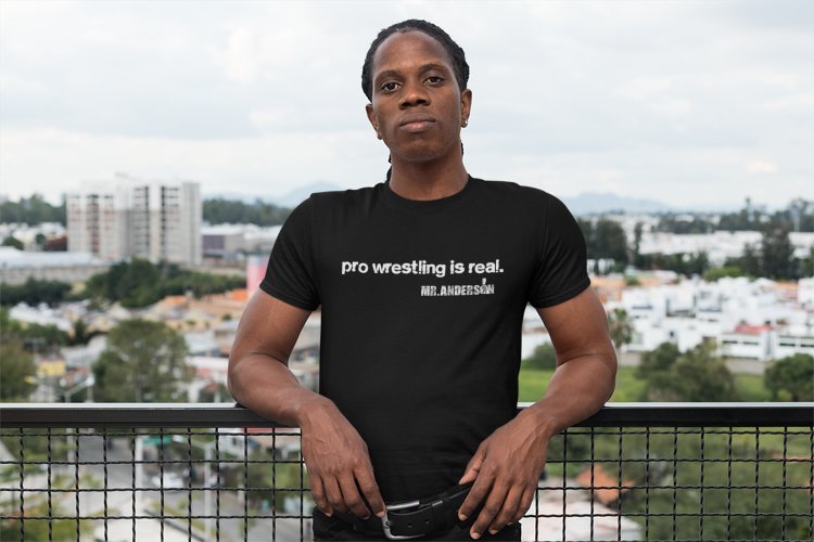 Load image into Gallery viewer, Mr Ken Anderson Pro Wrestling Is Real People Are Fake Black T-shirt by EWS | Extreme Wrestling Shirts