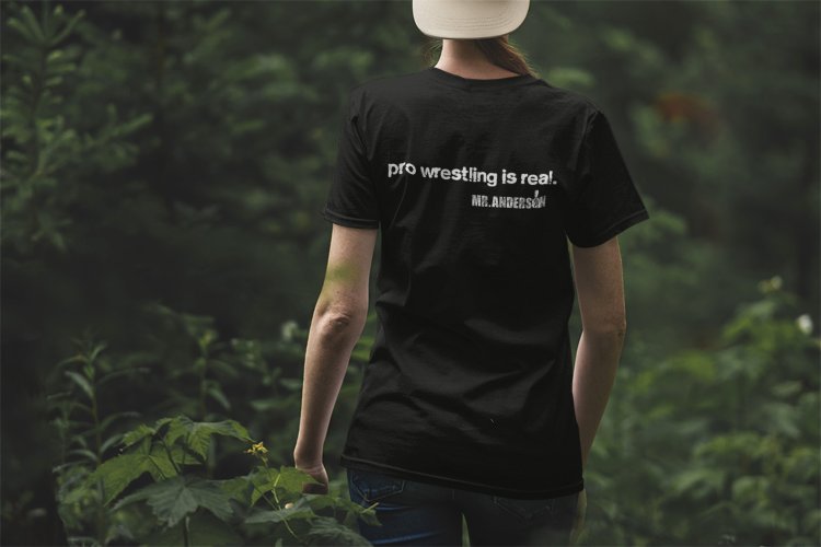 Load image into Gallery viewer, Mr Ken Anderson Pro Wrestling Is Real People Are Fake Black T-shirt by EWS | Extreme Wrestling Shirts