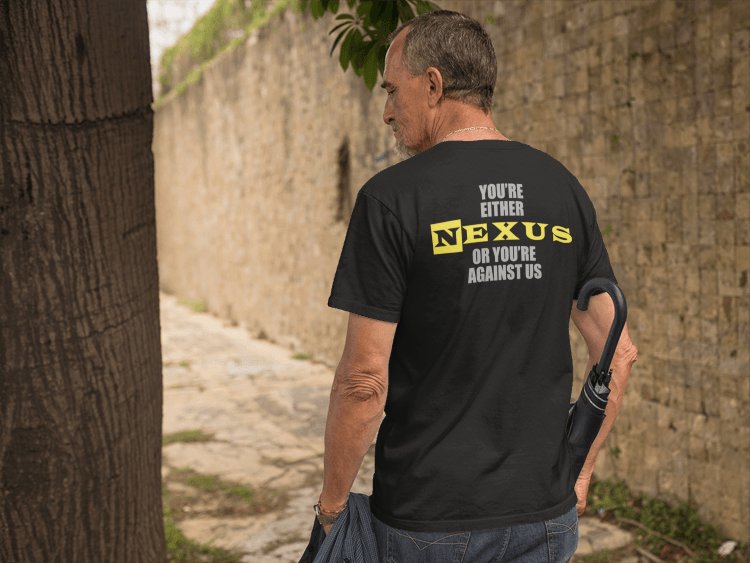 Load image into Gallery viewer, Nexus or Against Us Mens Black T-shirt by EWS | Extreme Wrestling Shirts