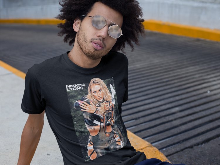 Load image into Gallery viewer, Nikkita Lyons Poster Print Black T-shirt by EWS | Extreme Wrestling Shirts