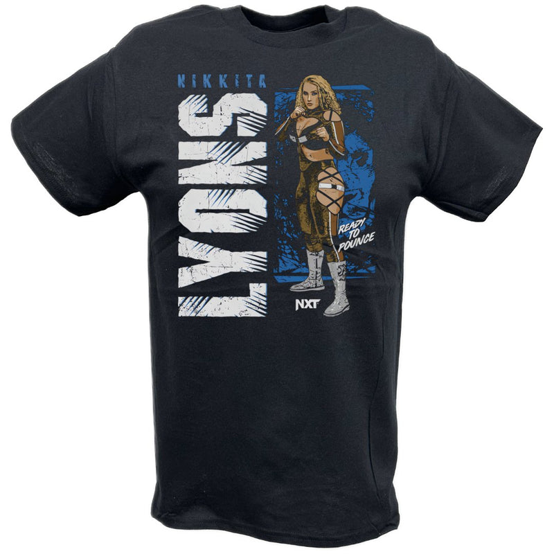 Load image into Gallery viewer, Nikkita Lyons Vertical Pose Black T-shirt by EWS | Extreme Wrestling Shirts