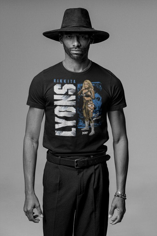 Load image into Gallery viewer, Nikkita Lyons Vertical Pose Black T-shirt by EWS | Extreme Wrestling Shirts