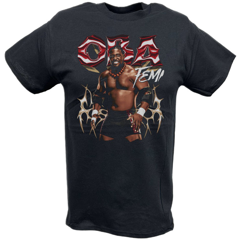 Load image into Gallery viewer, Oba Femi Pose Black T-shirt by EWS | Extreme Wrestling Shirts