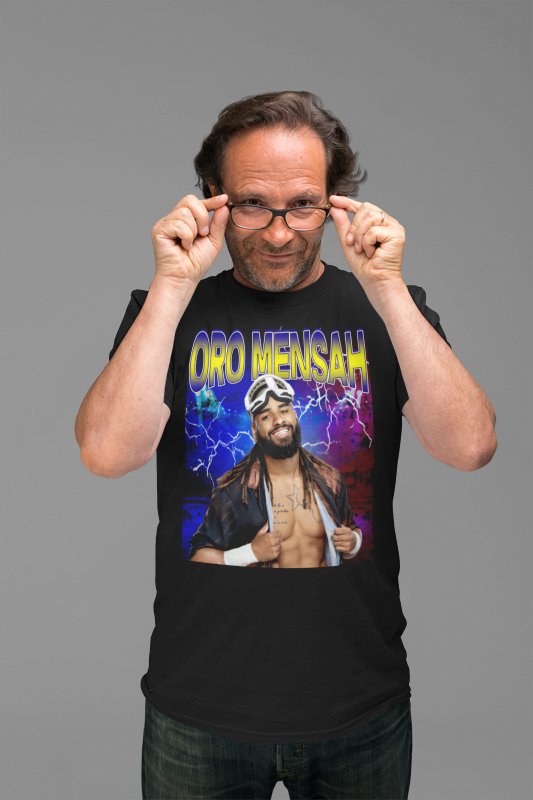 Load image into Gallery viewer, Oro Mensah Highlight Black T-shirt by EWS | Extreme Wrestling Shirts