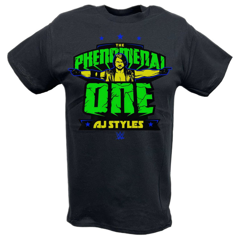 Load image into Gallery viewer, Phenomenal One Green Yellow Logo Black T-shirt by EWS | Extreme Wrestling Shirts