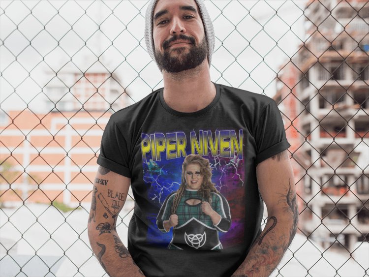 Load image into Gallery viewer, Piper Niven Highlight Black T-shirt by EWS | Extreme Wrestling Shirts