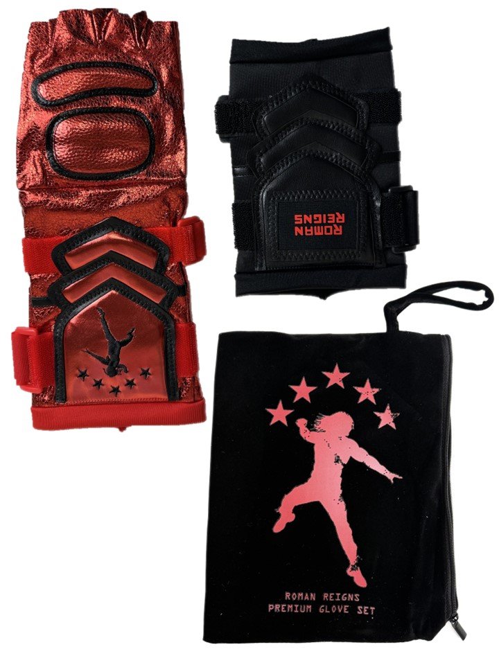 Load image into Gallery viewer, Premium Roman Reigns Red Glove and Gauntlet Set by Extreme Wrestling Shirts | Extreme Wrestling Shirts