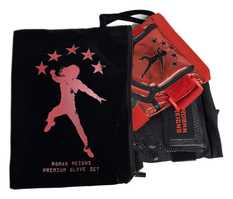Load image into Gallery viewer, Premium Roman Reigns Red Glove and Gauntlet Set by Extreme Wrestling Shirts | Extreme Wrestling Shirts