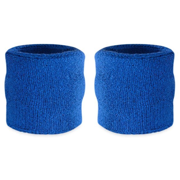 Load image into Gallery viewer, Premium Terry Cloth Wristband Pair for Wrestling Costume Blue by EWS | Extreme Wrestling Shirts
