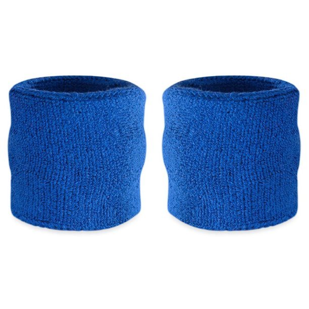 Load image into Gallery viewer, Premium Terry Cloth Wristband Pair for Wrestling Costume Blue by EWS | Extreme Wrestling Shirts