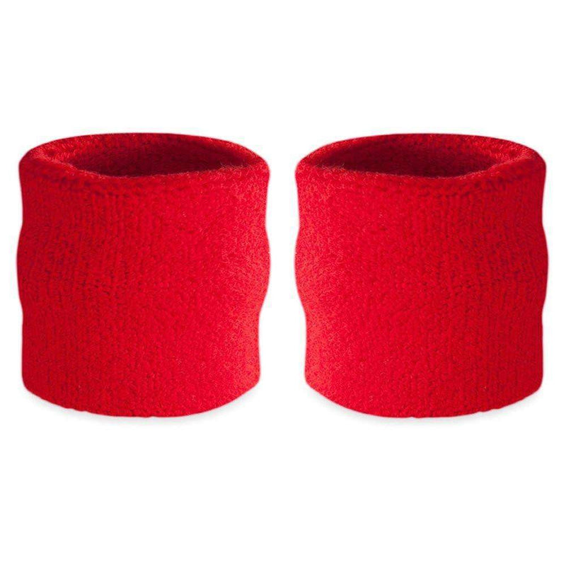 Load image into Gallery viewer, Premium Terry Cloth Wristband Pair for Wrestling Costume Red by EWS | Extreme Wrestling Shirts