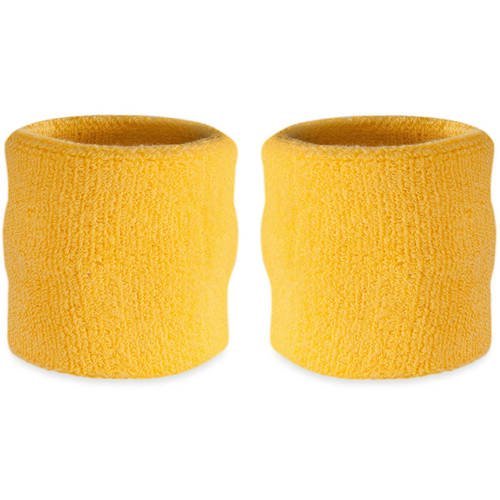 Load image into Gallery viewer, Premium Terry Cloth Wristband Pair for Wrestling Costume Yellow by EWS | Extreme Wrestling Shirts
