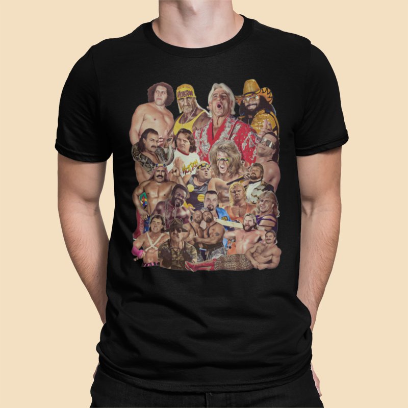 Load image into Gallery viewer, Pro Wrestlers of the 80s Andre Flair Hogan Macho Man T-shirt by EWS | Extreme Wrestling Shirts