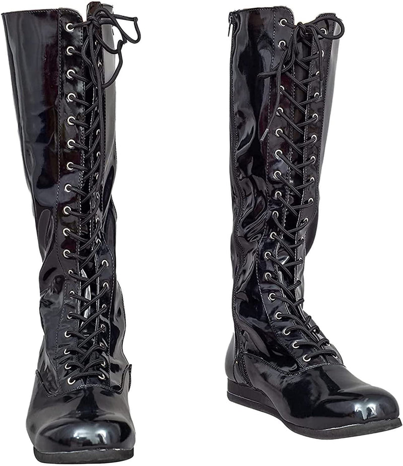 Load image into Gallery viewer, Pro Wrestling Lace-Up Boots and Coordinating Wristbands Shoes by EWS | Extreme Wrestling Shirts