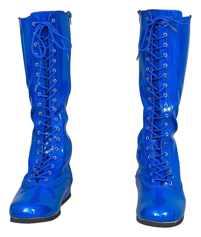 Load image into Gallery viewer, Pro Wrestling Lace-Up Costume Boots - Choice of Color Blue S by EWS | Extreme Wrestling Shirts