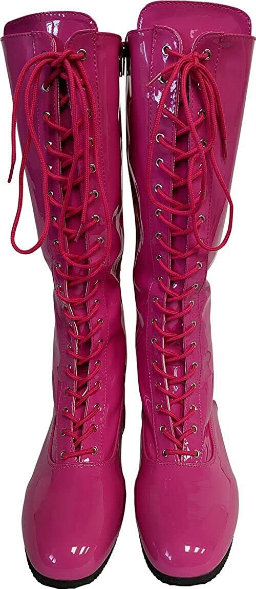 Load image into Gallery viewer, Pro Wrestling Lace-Up Costume Boots - Choice of Color Pink S by EWS | Extreme Wrestling Shirts