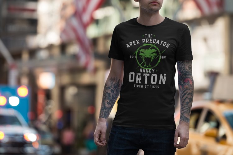 Load image into Gallery viewer, Randy Orton Apex Predator Green Logo Black T-shirt by EWS | Extreme Wrestling Shirts
