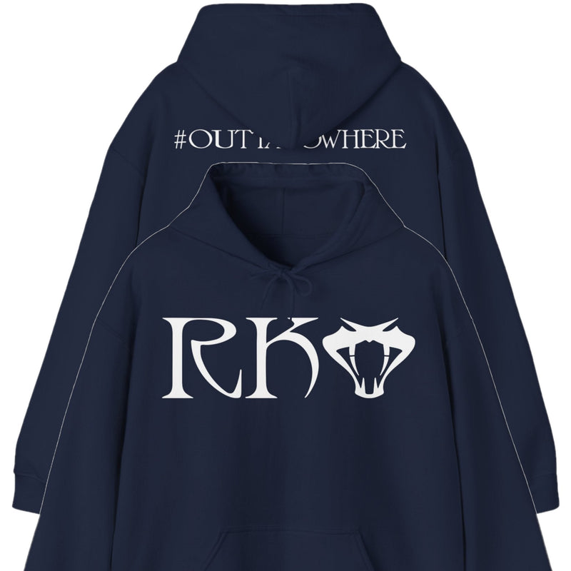 Load image into Gallery viewer, Randy Orton RKO #OuttaNoWhere Navy Blue Pullover Hoody by EWS | Extreme Wrestling Shirts