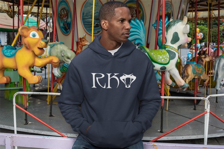 Load image into Gallery viewer, Randy Orton RKO #OuttaNoWhere Navy Blue Pullover Hoody by EWS | Extreme Wrestling Shirts