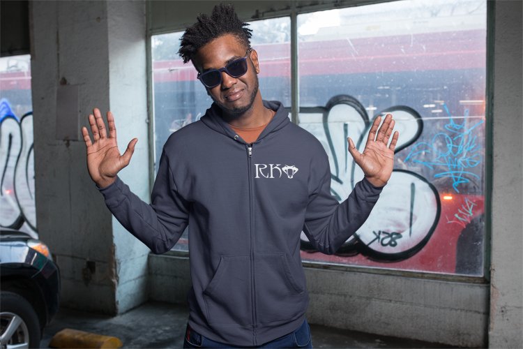 Load image into Gallery viewer, Randy Orton RKO #OuttaNoWhere Navy Blue Zipper Hoody by EWS | Extreme Wrestling Shirts