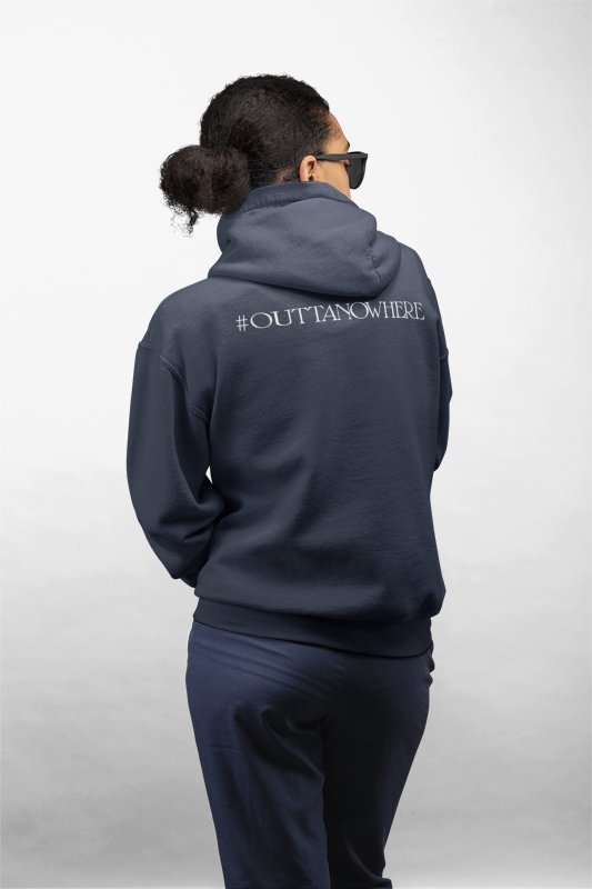 Load image into Gallery viewer, Randy Orton RKO #OuttaNoWhere Navy Blue Zipper Hoody by EWS | Extreme Wrestling Shirts