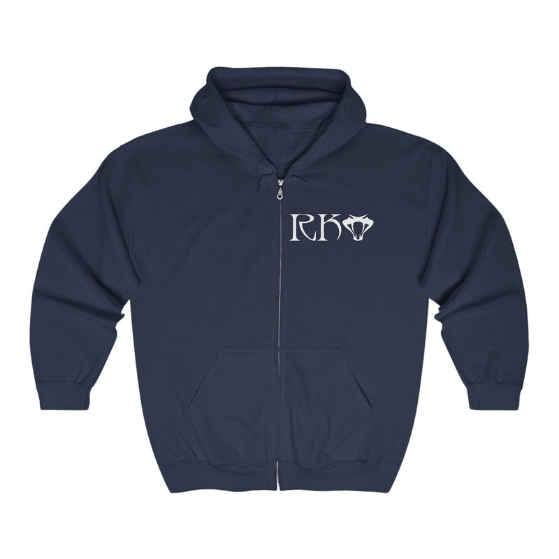 Load image into Gallery viewer, Randy Orton RKO #OuttaNoWhere Navy Blue Zipper Hoody by EWS | Extreme Wrestling Shirts