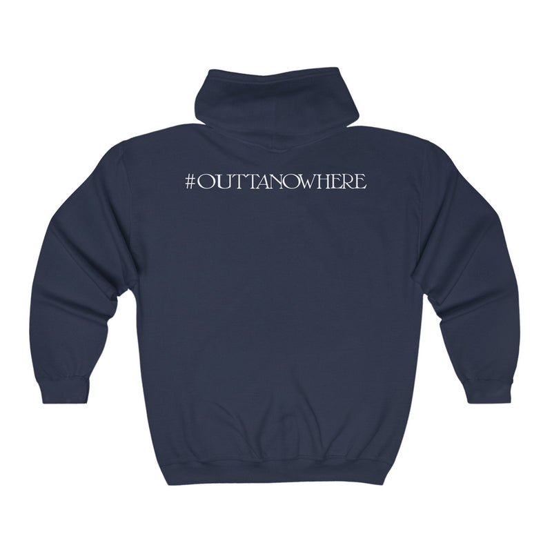 Load image into Gallery viewer, Randy Orton RKO #OuttaNoWhere Navy Blue Zipper Hoody by EWS | Extreme Wrestling Shirts