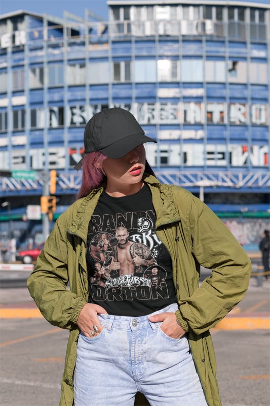 Load image into Gallery viewer, Randy Orton Strike First Collage Black T-shirt by EWS | Extreme Wrestling Shirts