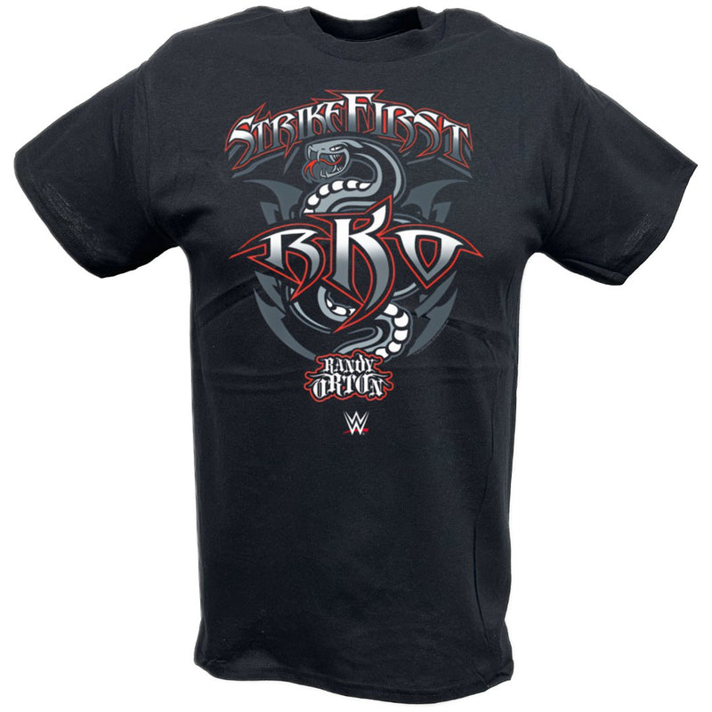 Load image into Gallery viewer, Randy Orton Strike First RKO Logo Black T-shirt by EWS | Extreme Wrestling Shirts
