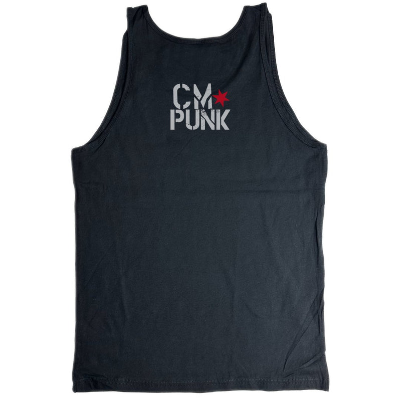 Load image into Gallery viewer, Return of CM Punk Red White Blue Logo Black Tank Top Shirt by EWS | Extreme Wrestling Shirts